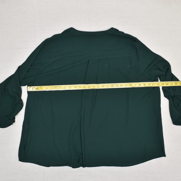 Lane Bryant Women's Blouse Long Sleeve Crew Neck Polyester Green Plus Size 26/28 - Picture 4 of 8